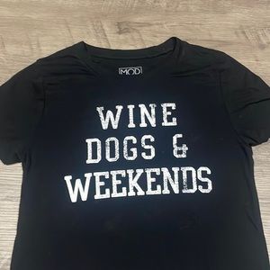 Wine dogs and weekends medium t shirt black